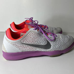 Nike Training Zoom Fit Sneakers Shoes Size 11 Womens White Purple Orange